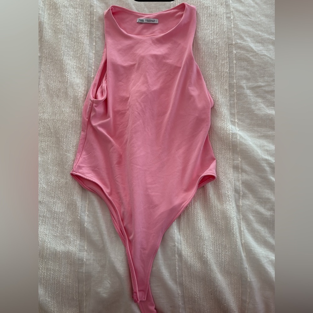 Zara women Bubblegum Pink Bodysuit